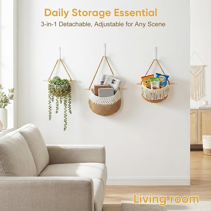 Boho Style Handwoven Rope Hanging Basket - Image 5
