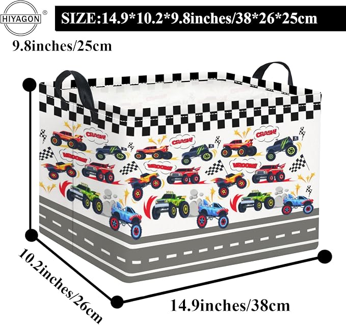 HIYAGON Rectangular Kids Basket Baby Girl Basket Fabric Storage Bin Organizer - Image 2