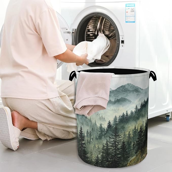 Mountains Forests Laundry Hamper, Dirty Clothes Laundry Basket - Image 7