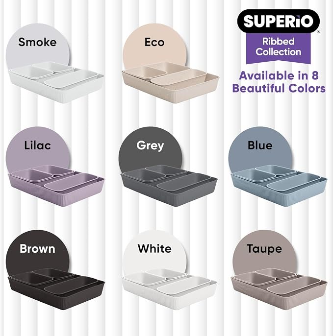 Superio Decorative Plastic Desk Drawer Organizer Tray, Lilac Purple Open Home - Image 4