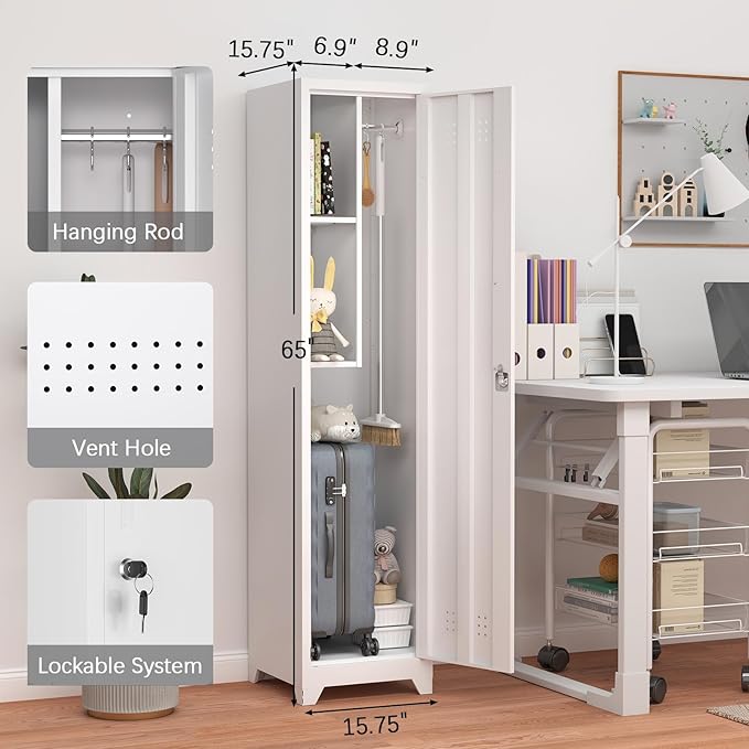 GREATMEET Slim Metal Utility Cleaning Storage Cabinet - Image 2