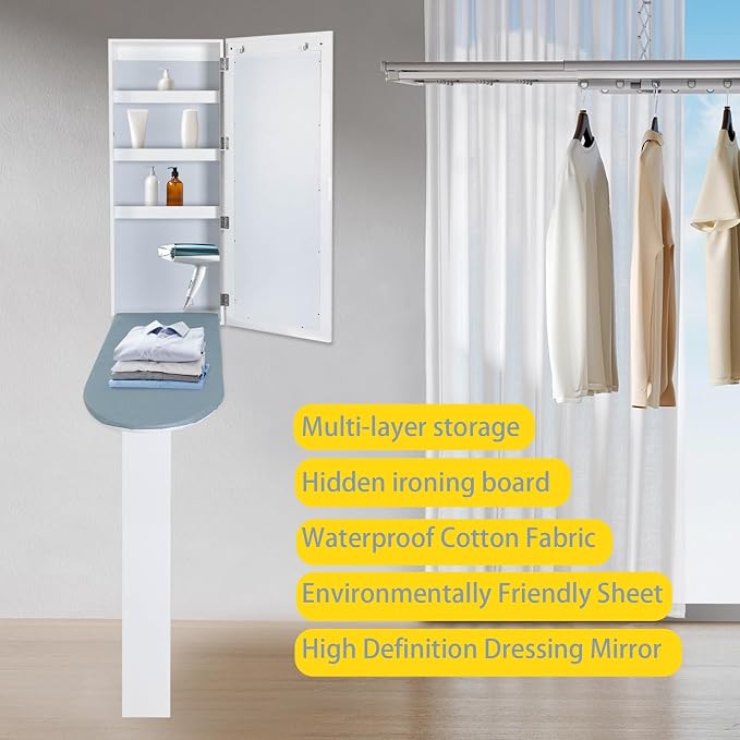 Wall-Mounted Ironing Board, Ironing Board Cabinet, in-Wall Recessed Ironing - Image 2