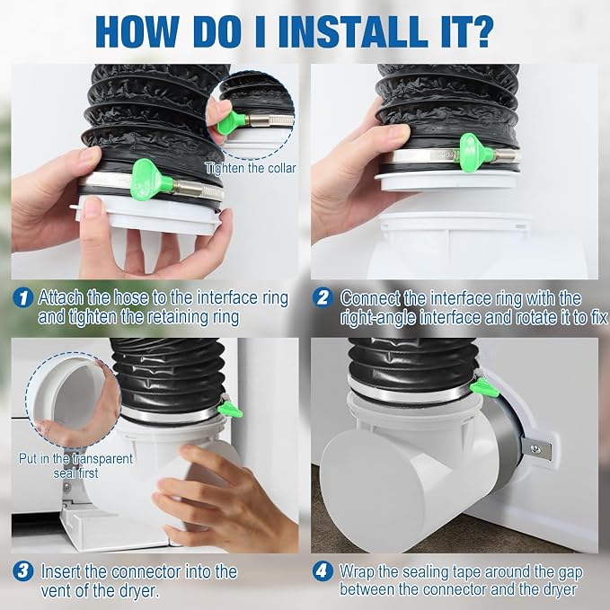 4 Inch Black Dryer Vent Hose for Tight Space Includes 2 90-degree Dryer Vent - Image 6