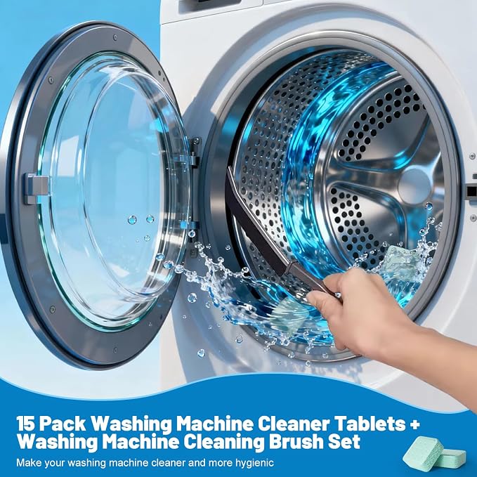 Washing Machine Cleaner, Washer Machine Cleaner Tablets 15 Pcs + Dryer Vent - Image 5