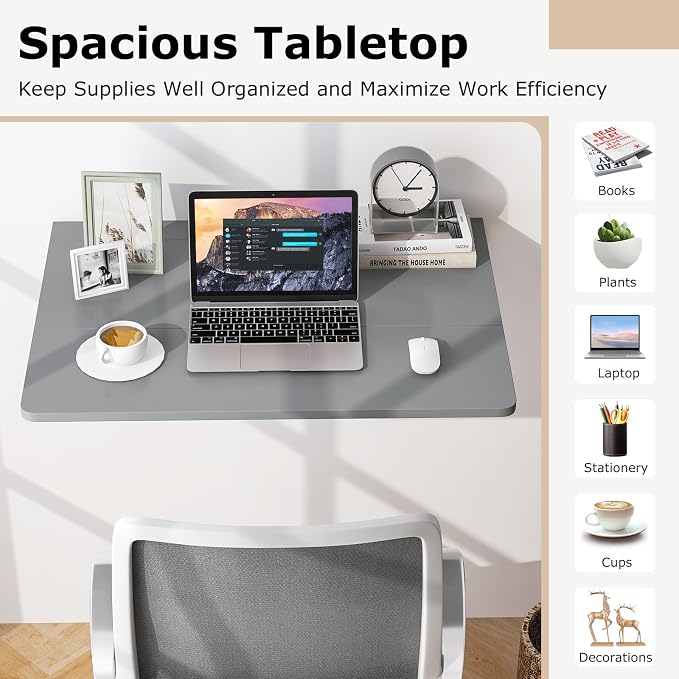 Giantex Wall Mounted Folding Table, 31.5" x 23.5" Wood Murphy Desk Drop-Leaf - Image 6