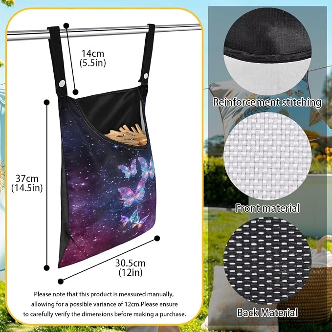 Galaxy Butterfly Print Clothespin Bag - Image 7