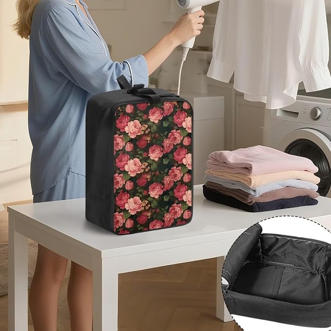 Red Rose Travel Steam Iron Storage Bag Heavy Fabric Carrying Case - Image 3