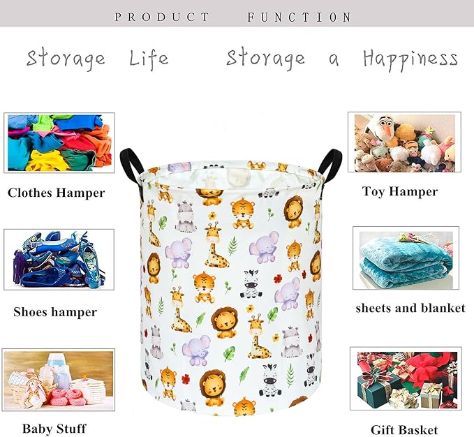 KUNRO Round Tiger Animals Laundry Gift Basket Storage Hamper, Clothes Storage - Image 7