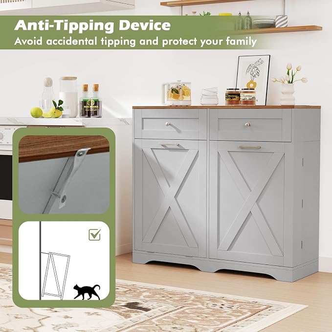 LOKO Tilt Out Trash Can Cabinet, Kitchen Island - Image 8