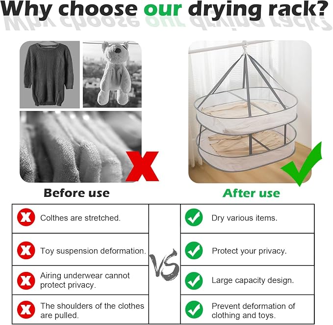 1 Tier Clothes Drying Rack Foldable, 31.5" Mesh Clothes Hanging Dryer, Space - Image 3