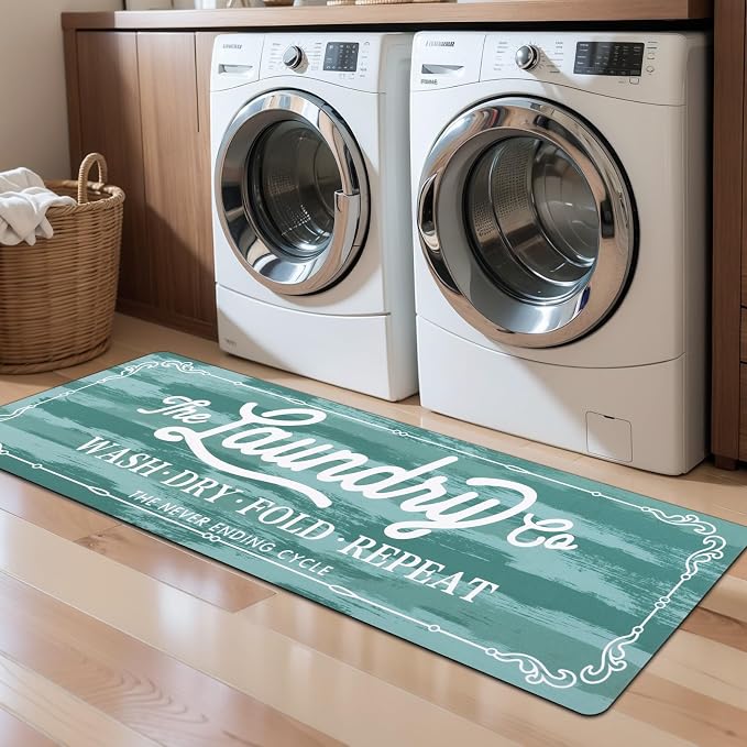 Pauwer Laundry Room Rug Runner 20"x60" Waterproof Rubber Laundry Mat Non Slip by Pauwer