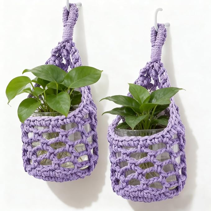 Macrame Wall Plant Hanger, Hanging Planter Basket Holder, Wall Planters by Unknown