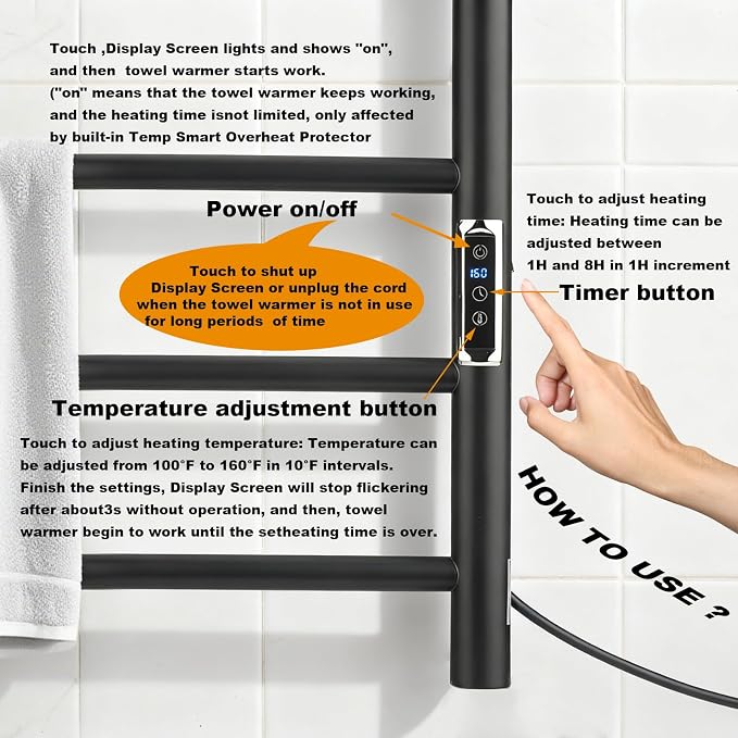 Electric Towel Warmer with Built-in Timer - Image 6