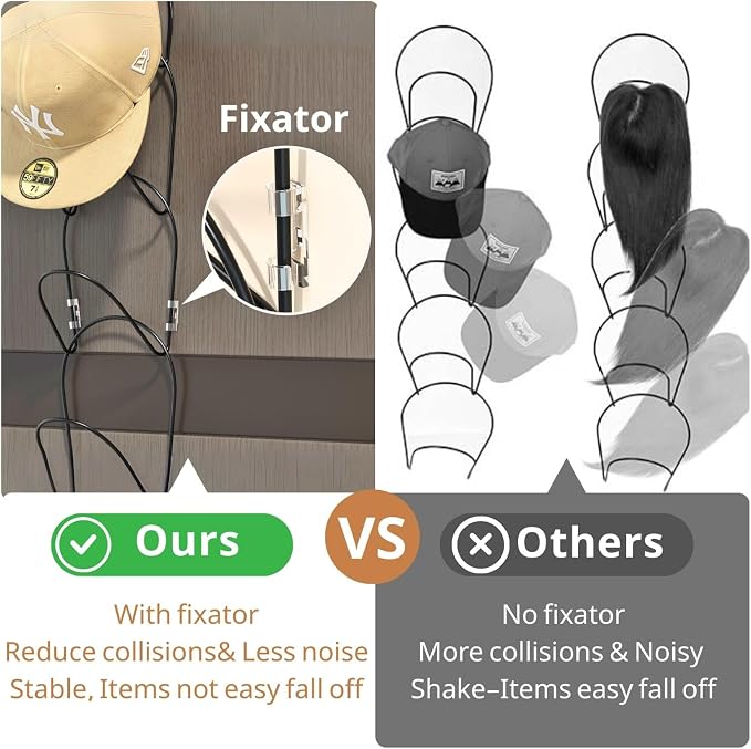LINFIDITE 10 Pack Hat Rack Hanger Holder Organizer Closet Hanging Baseball Cap - Image 5