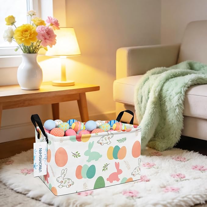LANGYASHAN Rectangular Storage Bin Collapse Canvas Fabric Cartoon Storage Basket - Image 6