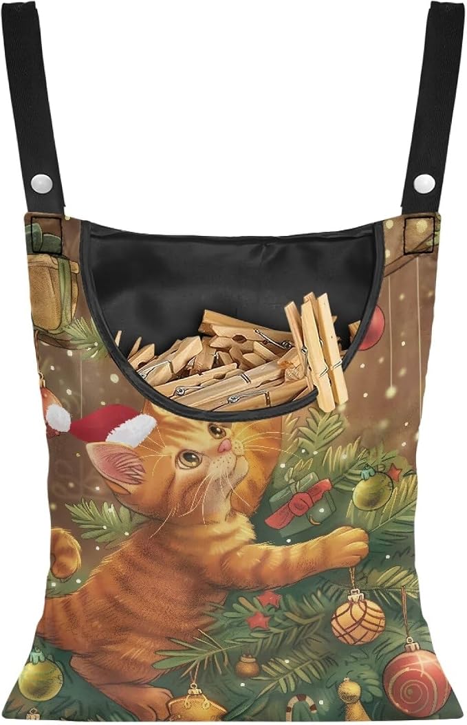 Christmas Cat Clothespin Bag by Psesaysky