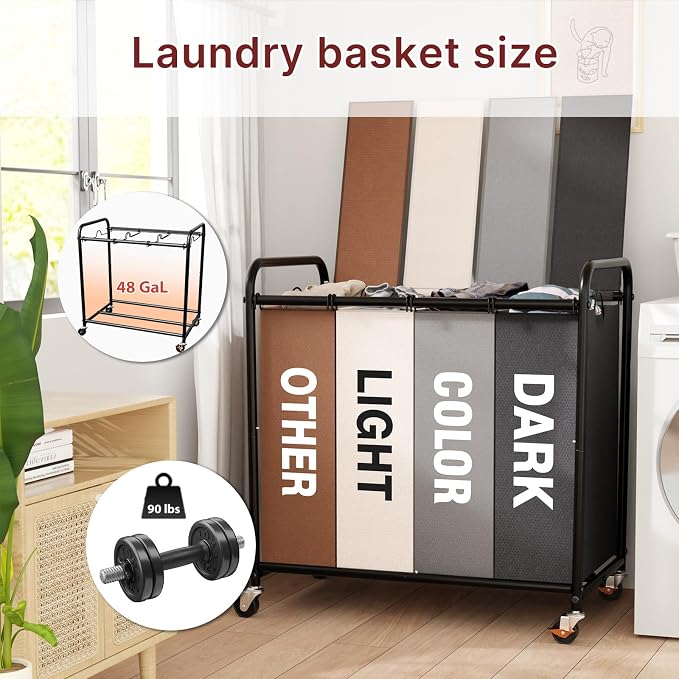 4-Compartment Laundry Cart - Image 3