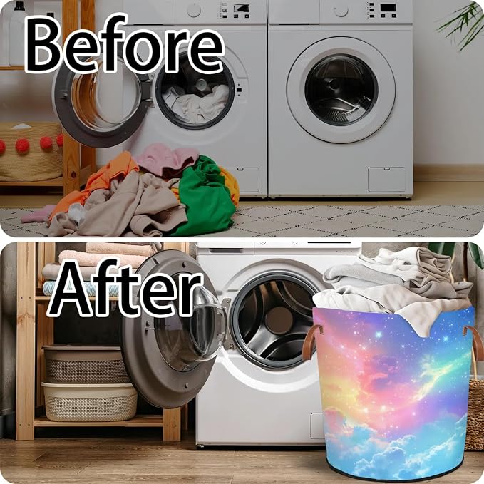 Clouds Sky Laundry Hamper Waterproof Collapsible Basket - Image 5