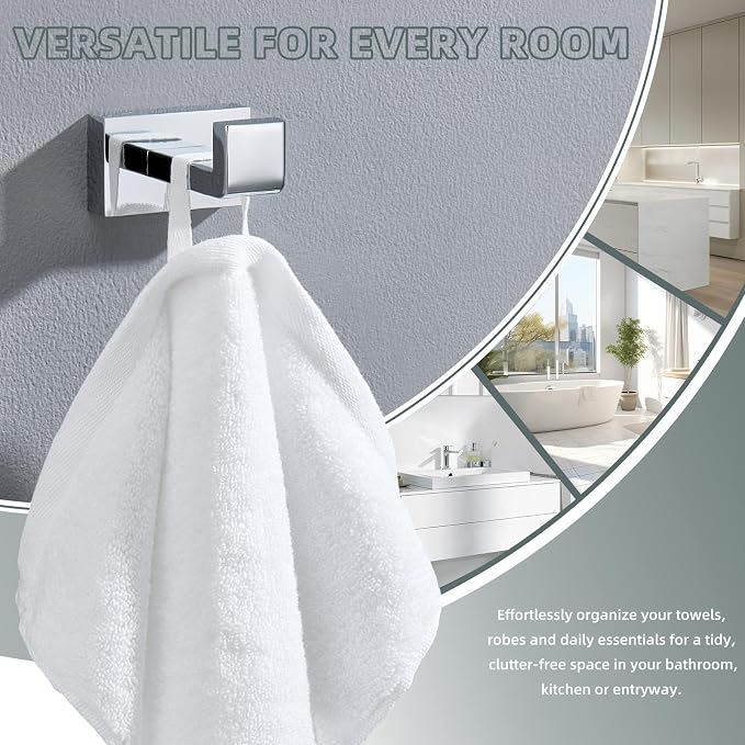 Suyar Chrome Bathroom Towel Hook, SUS304 Stainless Steel Coat Robe Holder - Image 3