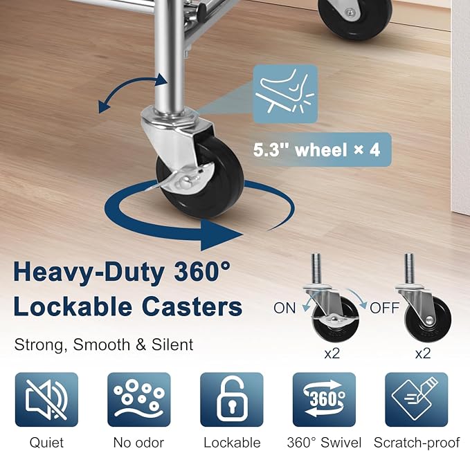 Whitmor Heavy Duty Clothing Rack: Adjustable & Extendable Rolling Garment Rack - Image 4