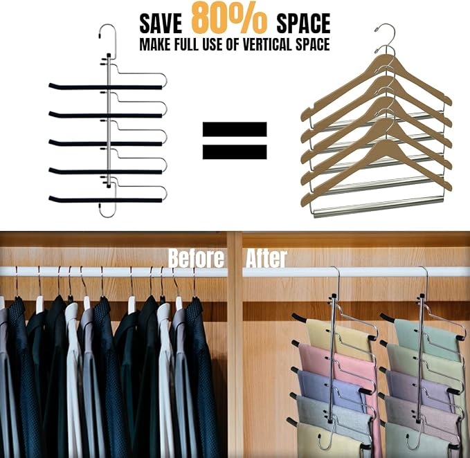 Space Saving Pants Hangers Heavy Duty Magic Slacks Jeans Trouser Hanger - Image 7