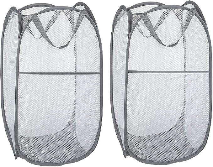 WD&CD 2PCS Laundry Baskets Foldable Pop Up Mesh Washing Laundry Basket Bag Bin by WD%26CD