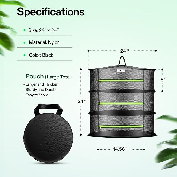 VIVOSUN 3-Layer Mesh Drying Rack Hanging Design - Image 2