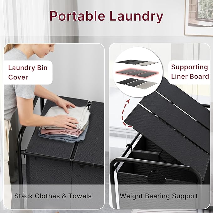 3-Compartment Laundry Cart - Image 5