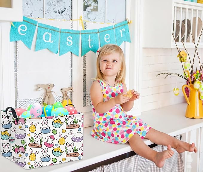 HIYAGON Rectangular Easter Gift Basket Kids Storage Organizer Bins Bedroom - Image 5