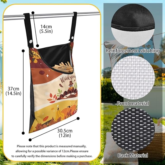 Thanksgiving Turkey Clothesline Peg Organizer Storage Bags Dust-Proof Clothes - Image 6