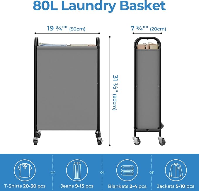 GRANNY SAYS 80L Slim Laundry Hamper - Image 2