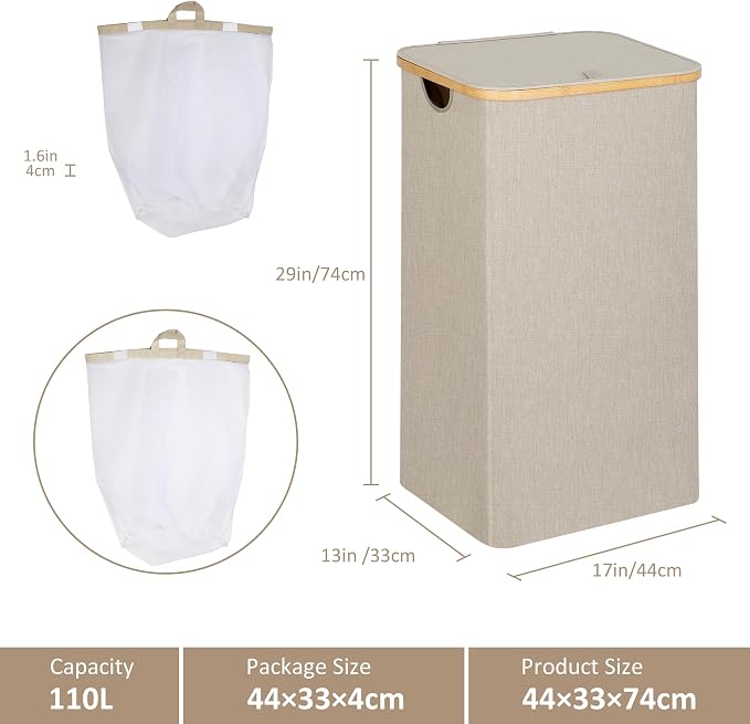 A Laundry Basket with Lid, Large Laundry Hamper with Handle and Lid, - Image 6