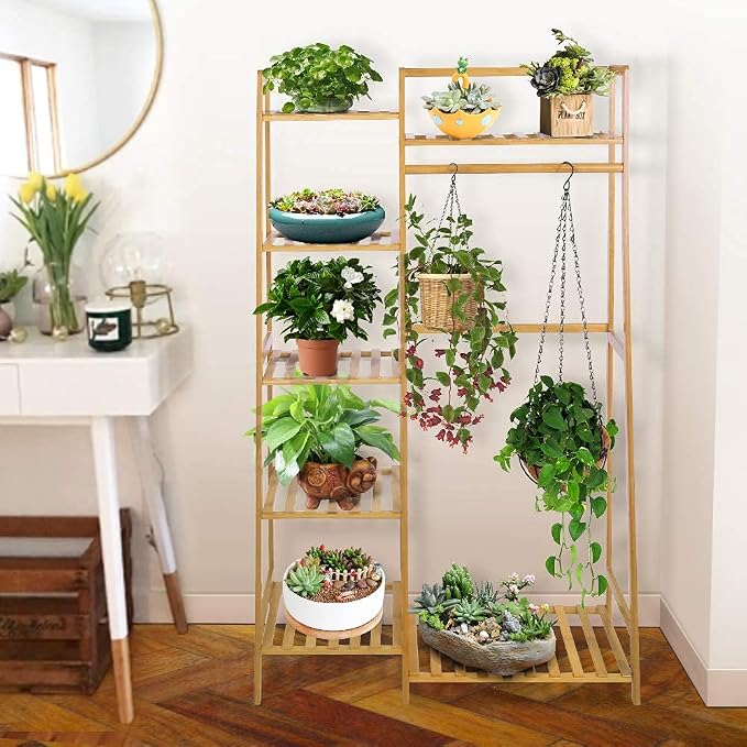 Ufine Bamboo Garment Rack 7-Tier Storage Shelves Clothes Hanging Rack, Heavy - Image 3