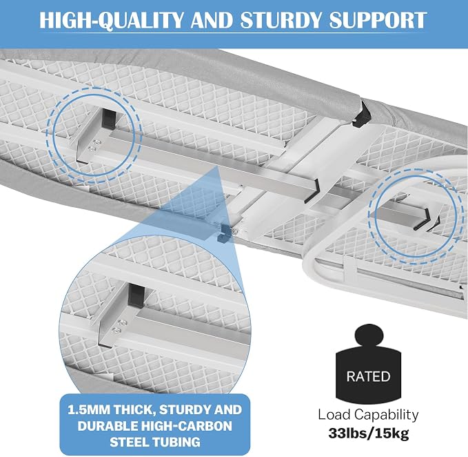 Wall Mounted Ironing Board Adjustable Height, 36 x 12 Inch Fold Away Iron Board - Image 4