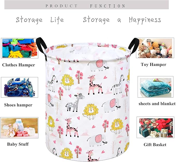 KUNRO Round Laundry Gift Basket Storage Hamper Clothes Storage Basket Organizer - Image 6