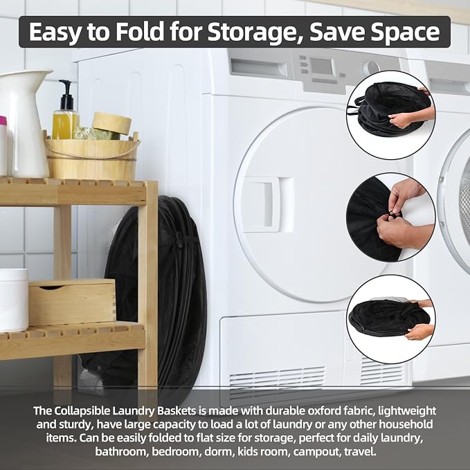 BATTOO Extra Large 107L Strong Laundry Hamper 17.5" x 27" Collapsible Laundry - Image 6