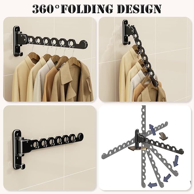 Wall Mounted Clothes Hanger Rack Folding Wall Mounted Clothes Hanger - Image 3
