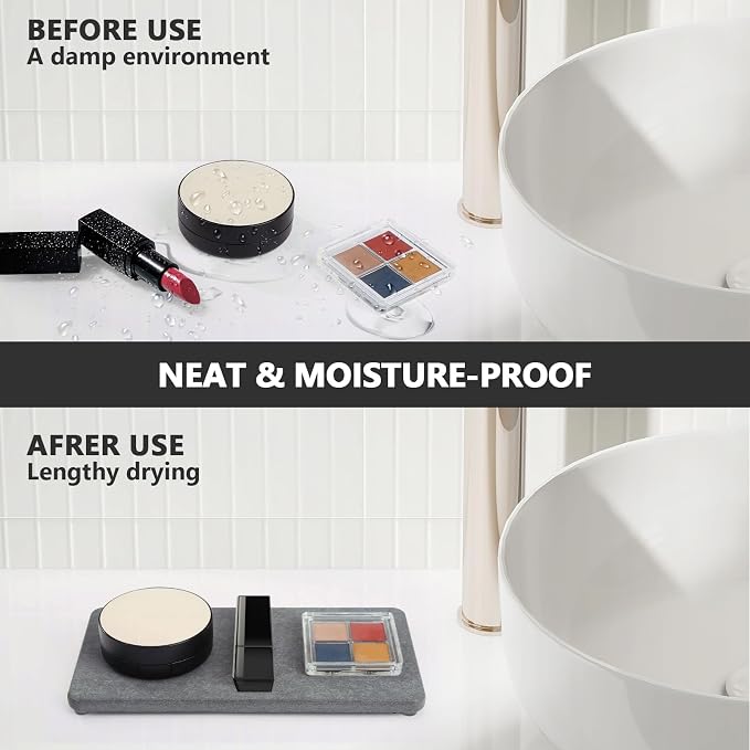 Bathroom Sink Vanity Trays, Water Absorbing Diatomite Drying Stone Soap Tray - Image 5
