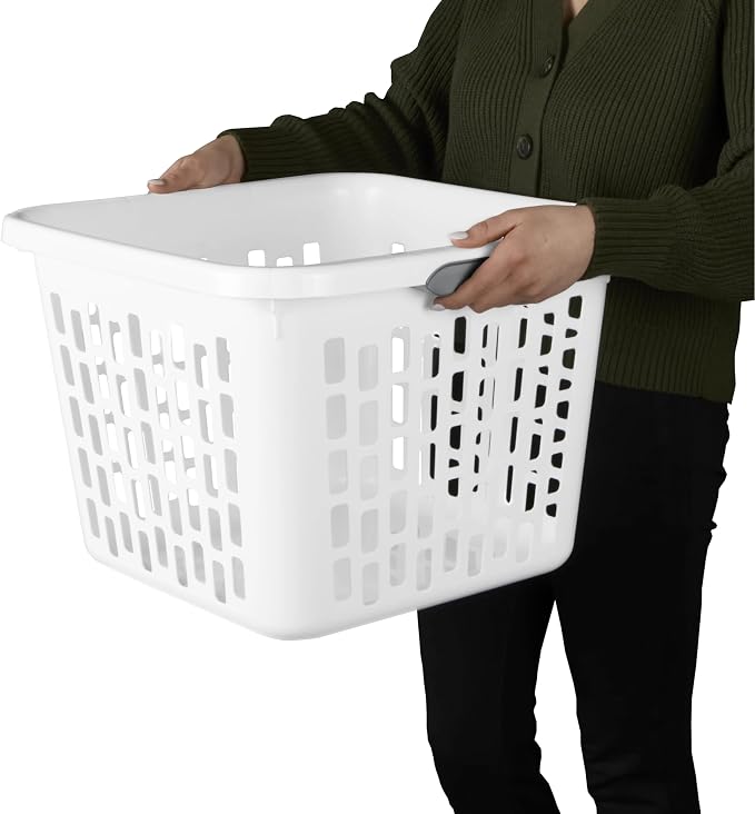 1.5 Bushel Square Plastic Laundry Basket, Sturdy & Stackable, - Image 3