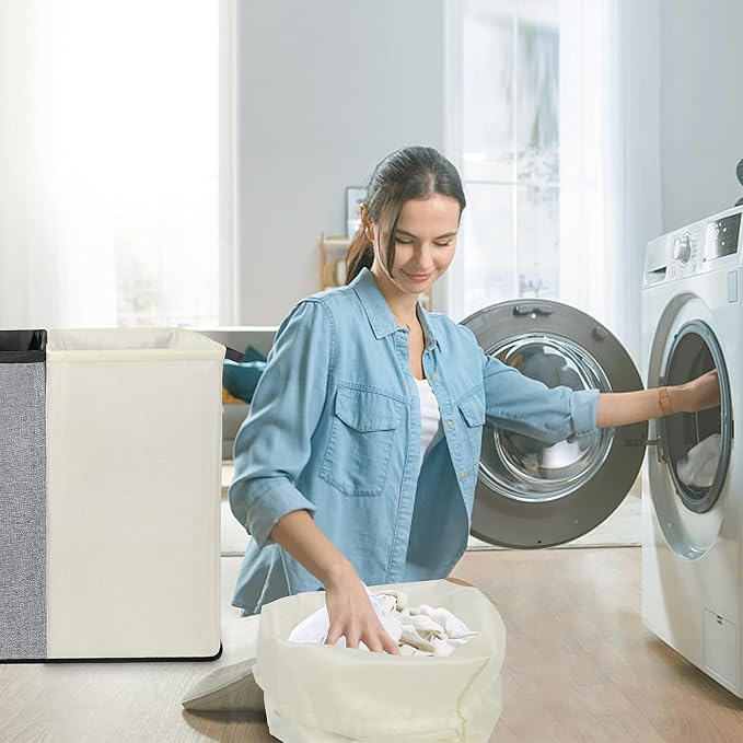 Large Hampers for Laundry 2 Compartment, Double Laundry Hamper 2 section for - Image 7
