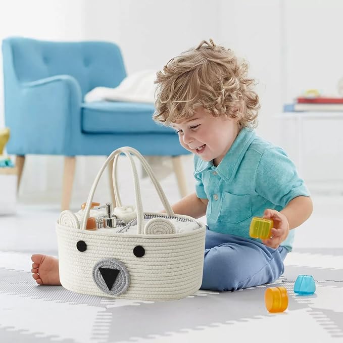 DECOMOMO Teddy Bear Basket, Diaper Caddy Basket, Baby Baskets - Image 9