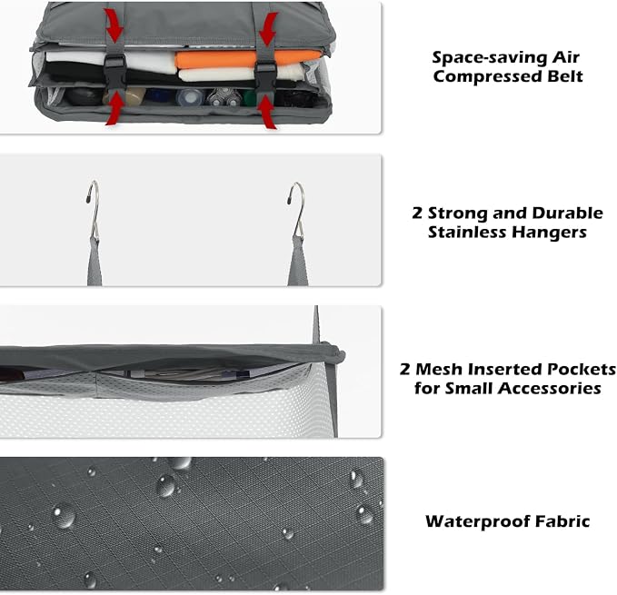 ELEZAY Hanging Packing Cubes Portable Closet Shelves Travel Collapsible - Image 5