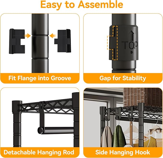 Rolling Clothing Rack for Hanging Clothes Heavy Duty Garment Rack - Image 8