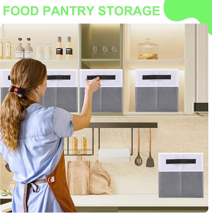 Large Shelf Storage Bins, Decorative Collapsible Storage Basket, Fabric Closet - Image 7