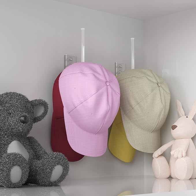 2 Pack Hat Racks for Baseball Caps, Acrylic Hat Organizer, Hat Hooks for Wall - Image 4
