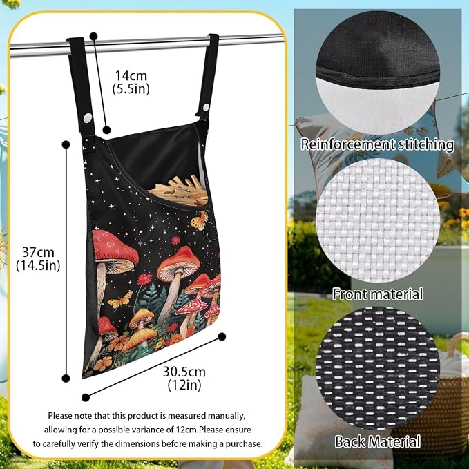 Mushroom Clothes Pin Hanging Bag Large Capacity Clothes Pin Bag - Image 6