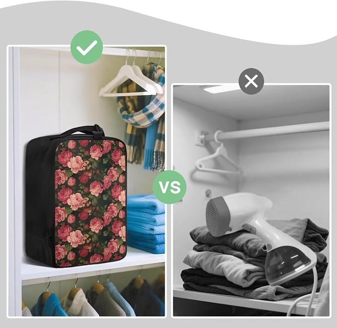 Red Rose Travel Steam Iron Storage Bag Heavy Fabric Carrying Case - Image 4