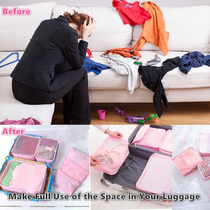 6 Pack Packing Cubes for Suitcases, Luggage Organizer, Travel Bag Organizer - Image 5