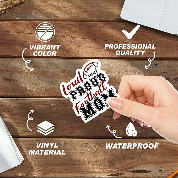 Football Mom Themed Stickers Pack 18Pcs Vinyl Decals - Image 3