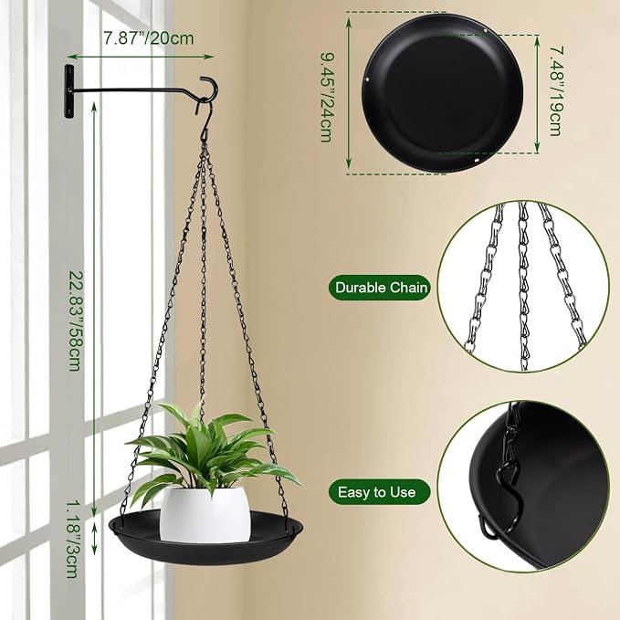 ARTORA Metal Plant Hanger, Indoor Decorative Wall Plant Hanging Basket Black - Image 4